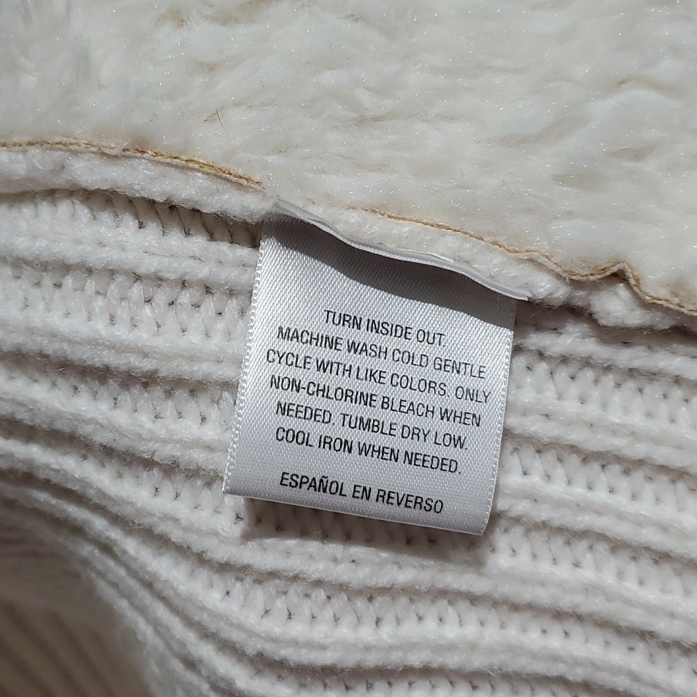 FAUX FUR KNIT SWEATER CREAM, SIZE PETITE LARGE - Picture 7 of 9